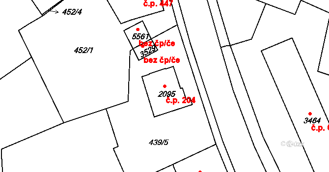 Chrudim II 204, Chrudim na parcele st. 2095 v KÚ Chrudim, Katastrální mapa