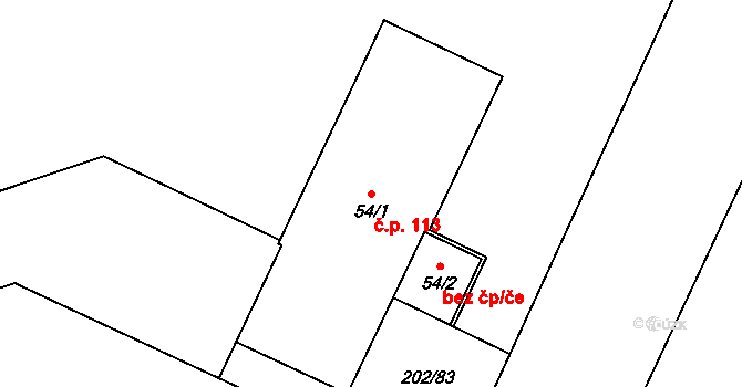 Lesná 113, Brno na parcele st. 54/1 v KÚ Lesná, Katastrální mapa