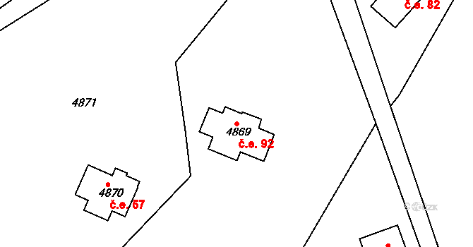Smržovka 92 na parcele st. 4869 v KÚ Smržovka, Katastrální mapa