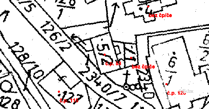 Těmice 53 na parcele st. 5/2 v KÚ Těmice u Kamenice nad Lipou, Katastrální mapa