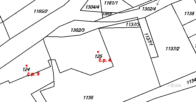 Proloh 4, Osečnice na parcele st. 125 v KÚ Osečnice, Katastrální mapa