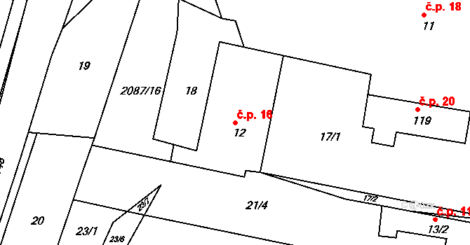 Jasenice 16, Lešná na parcele st. 12 v KÚ Jasenice u Valašského Meziříčí, Katastrální mapa