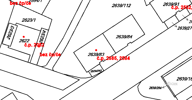 Žižkov 2584,2585, Praha na parcele st. 2639/84 v KÚ Žižkov, Katastrální mapa