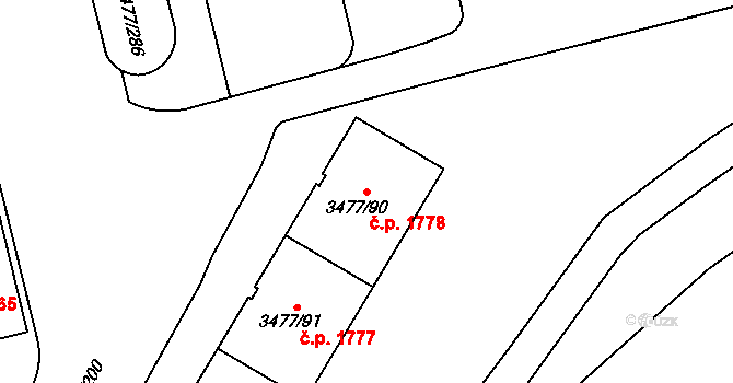 Břevnov 1778, Praha na parcele st. 3477/90 v KÚ Břevnov, Katastrální mapa