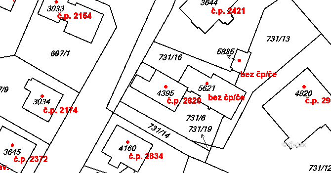Dvůr Králové nad Labem 2820 na parcele st. 4395 v KÚ Dvůr Králové nad Labem, Katastrální mapa