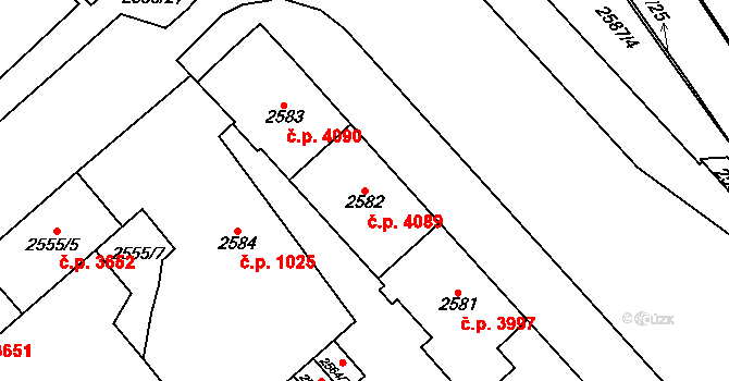 Chomutov 4089 na parcele st. 2582 v KÚ Chomutov I, Katastrální mapa