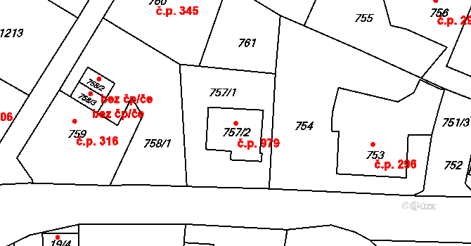 Liberec XIV-Ruprechtice 979, Liberec na parcele st. 757/2 v KÚ Ruprechtice, Katastrální mapa