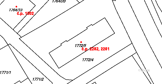 Mizerov 2281,2282, Karviná na parcele st. 1772/5 v KÚ Karviná-město, Katastrální mapa