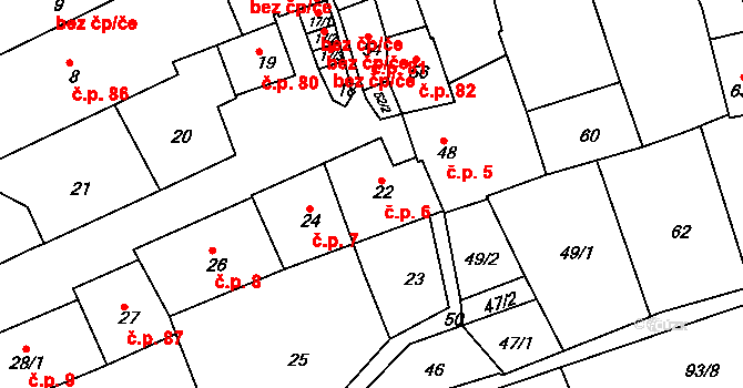 Úštěk-Vnitřní Město 6, Úštěk na parcele st. 22 v KÚ Úštěk, Katastrální mapa