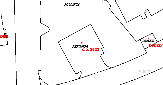 Předměstí 2522, Opava na parcele st. 2530/575 v KÚ Opava-Předměstí, Katastrální mapa