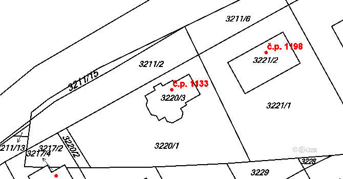 Řevnice 1133 na parcele st. 3220/3 v KÚ Řevnice, Katastrální mapa