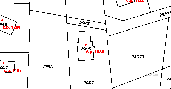 Brušperk 1085 na parcele st. 296/5 v KÚ Brušperk, Katastrální mapa