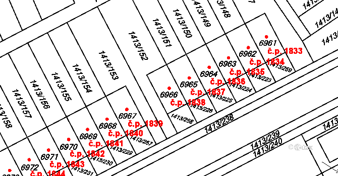 Beroun-Město 1838, Beroun na parcele st. 6966 v KÚ Beroun, Katastrální mapa