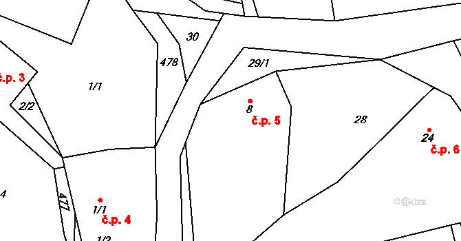 Drouhavec 5, Velhartice na parcele st. 8 v KÚ Drouhavec, Katastrální mapa