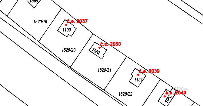 Horažďovice 2038 na parcele st. 1062 v KÚ Horažďovice, Katastrální mapa