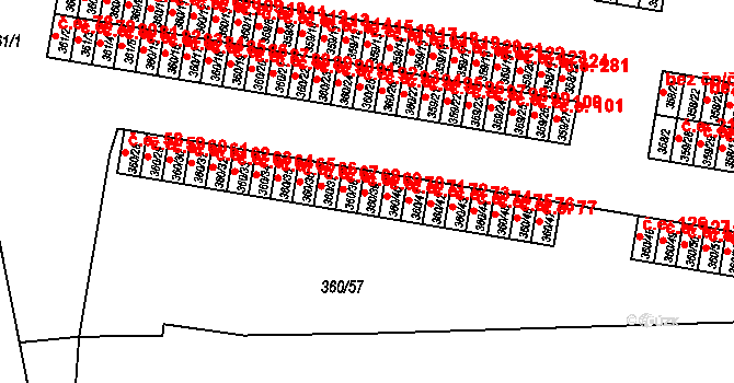 Rousínov 69 na parcele st. 360/39 v KÚ Rousínov u Vyškova, Katastrální mapa