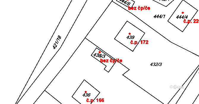 Teplice 39126200 na parcele st. 438/3 v KÚ Hudcov, Katastrální mapa