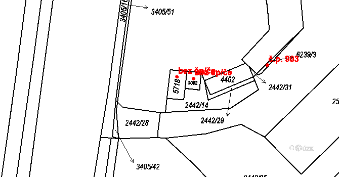 Klatovy 42128200 na parcele st. 5718 v KÚ Klatovy, Katastrální mapa