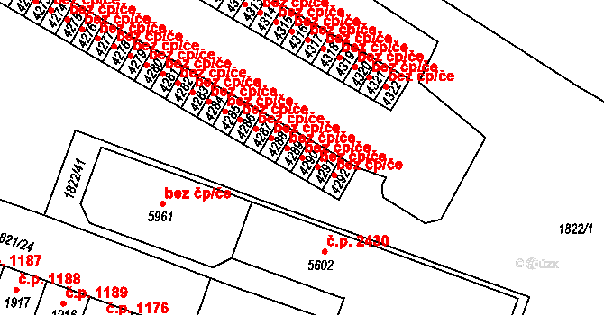 Písek 42157200 na parcele st. 4290 v KÚ Písek, Katastrální mapa