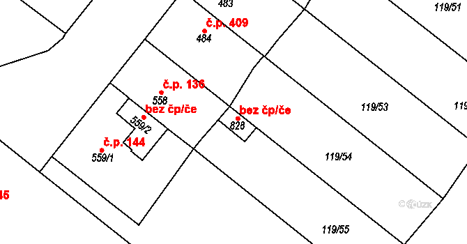 Košťany 45079200 na parcele st. 828 v KÚ Košťany, Katastrální mapa