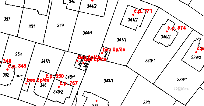Praha 46810200 na parcele st. 341/3 v KÚ Ruzyně, Katastrální mapa