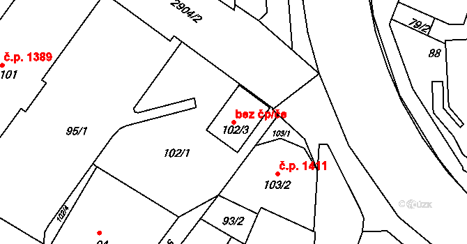 Děčín 47093200 na parcele st. 102/3 v KÚ Děčín, Katastrální mapa