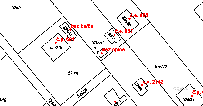Plzeň 49072200 na parcele st. 526/38 v KÚ Doudlevce, Katastrální mapa