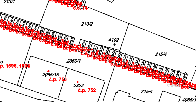 Rakovník 49130200 na parcele st. 2065/12 v KÚ Rakovník, Katastrální mapa