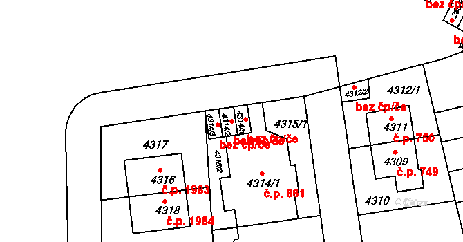 Brno 49315200 na parcele st. 4314/2 v KÚ Žabovřesky, Katastrální mapa