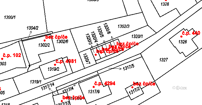 Jablonec nad Nisou 50014200 na parcele st. 1320/4 v KÚ Mšeno nad Nisou, Katastrální mapa