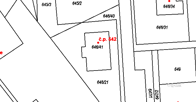 Moravský Krumlov 542 na parcele st. 646/41 v KÚ Moravský Krumlov, Katastrální mapa
