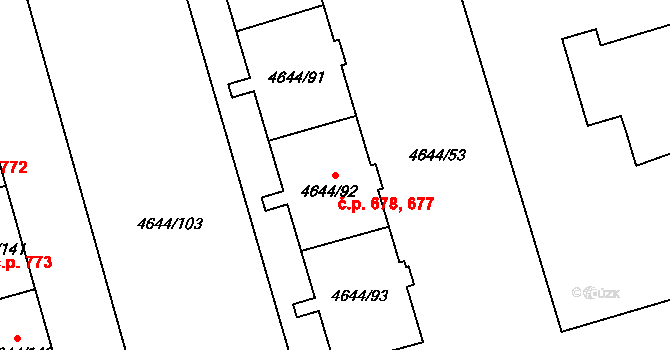 Litomyšlské Předměstí 677,678, Vysoké Mýto na parcele st. 4644/93 v KÚ Vysoké Mýto, Katastrální mapa