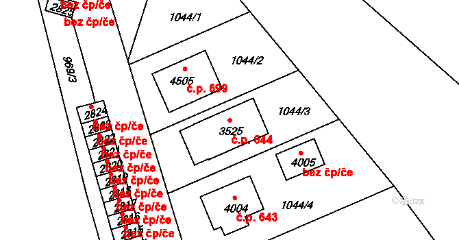 Týnské Předměstí 644, Domažlice na parcele st. 3525 v KÚ Domažlice, Katastrální mapa