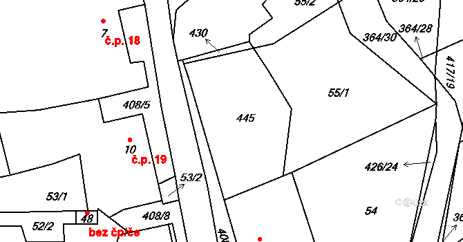 Lovčice 17, Plánice na parcele st. 9 v KÚ Lovčice u Klatov, Katastrální mapa