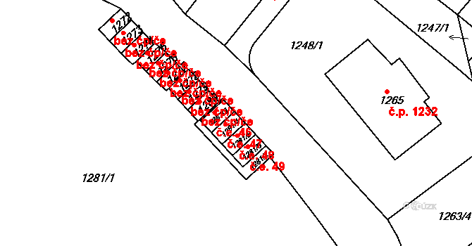 Střekov 47, Ústí nad Labem na parcele st. 1281/4 v KÚ Střekov, Katastrální mapa