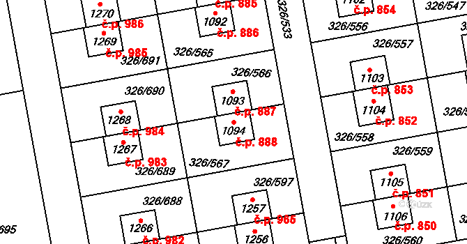 Nehvizdy 888 na parcele st. 1094 v KÚ Nehvizdy, Katastrální mapa
