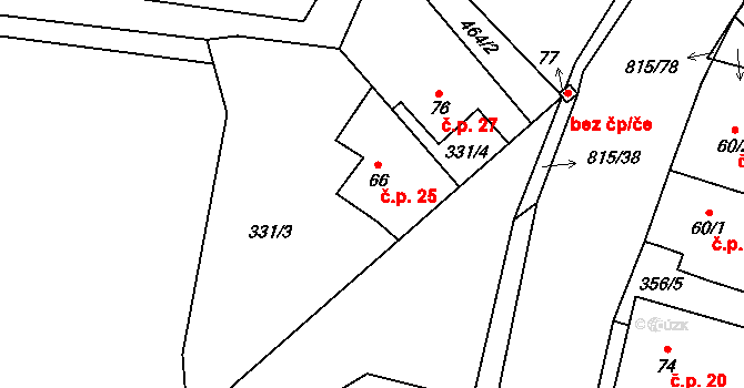 Sudslavice 25, Vimperk na parcele st. 66 v KÚ Výškovice u Vimperka, Katastrální mapa