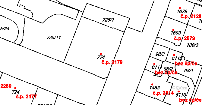 Havlíčkův Brod 2179 na parcele st. 774 v KÚ Havlíčkův Brod, Katastrální mapa