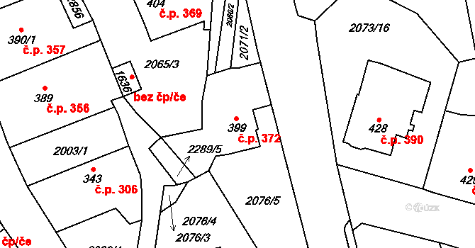 Ledeč nad Sázavou 372 na parcele st. 399/1 v KÚ Ledeč nad Sázavou, Katastrální mapa