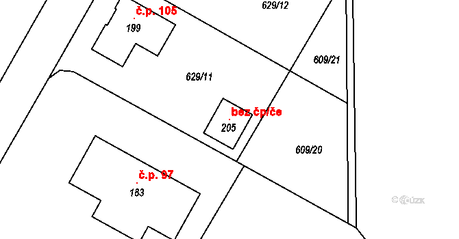 Putimov 100734201 na parcele st. 205 v KÚ Putimov, Katastrální mapa
