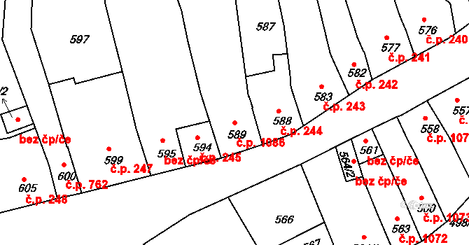 Holešov 1086 na parcele st. 589 v KÚ Holešov, Katastrální mapa