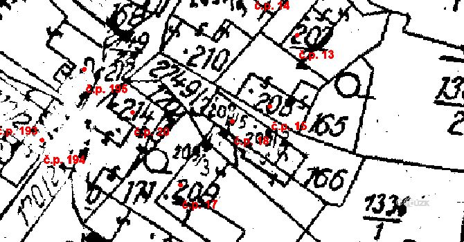 Horní Štěpánov 18 na parcele st. 209/2 v KÚ Horní Štěpánov, Katastrální mapa