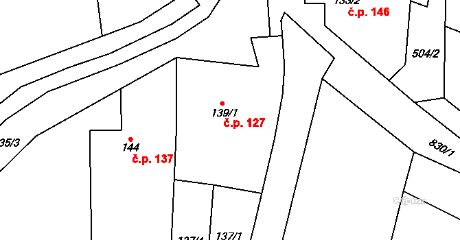 Ondratice 127 na parcele st. 139/1 v KÚ Ondratice, Katastrální mapa