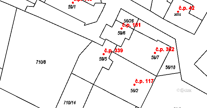 Protivanov 339 na parcele st. 59/5 v KÚ Protivanov, Katastrální mapa