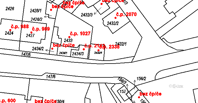 Tachov 2335 na parcele st. 2432/4 v KÚ Tachov, Katastrální mapa