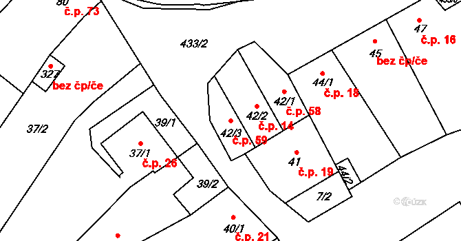 Přerov XI-Vinary 59, Přerov na parcele st. 42/3 v KÚ Vinary u Přerova, Katastrální mapa