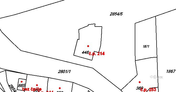 Hranice IV-Drahotuše 214, Hranice na parcele st. 446 v KÚ Drahotuše, Katastrální mapa