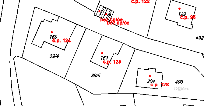 Merklín 125 na parcele st. 161 v KÚ Merklín u Karlových Var, Katastrální mapa