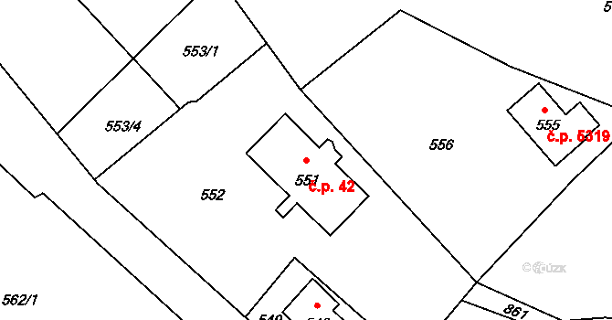 Lukášov 42, Jablonec nad Nisou na parcele st. 551 v KÚ Lukášov, Katastrální mapa