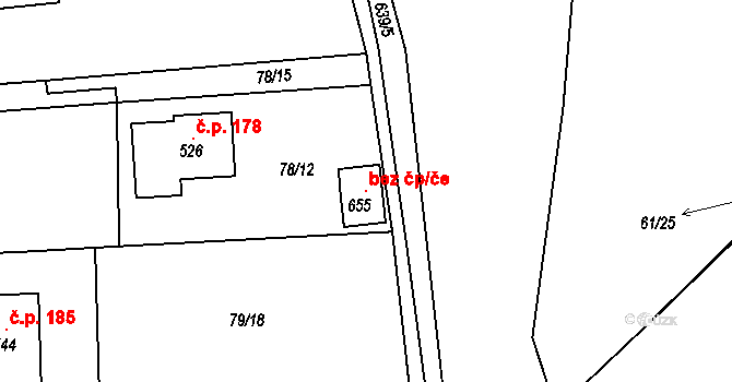 Šťáhlavy 121123201 na parcele st. 655 v KÚ Šťáhlavice, Katastrální mapa